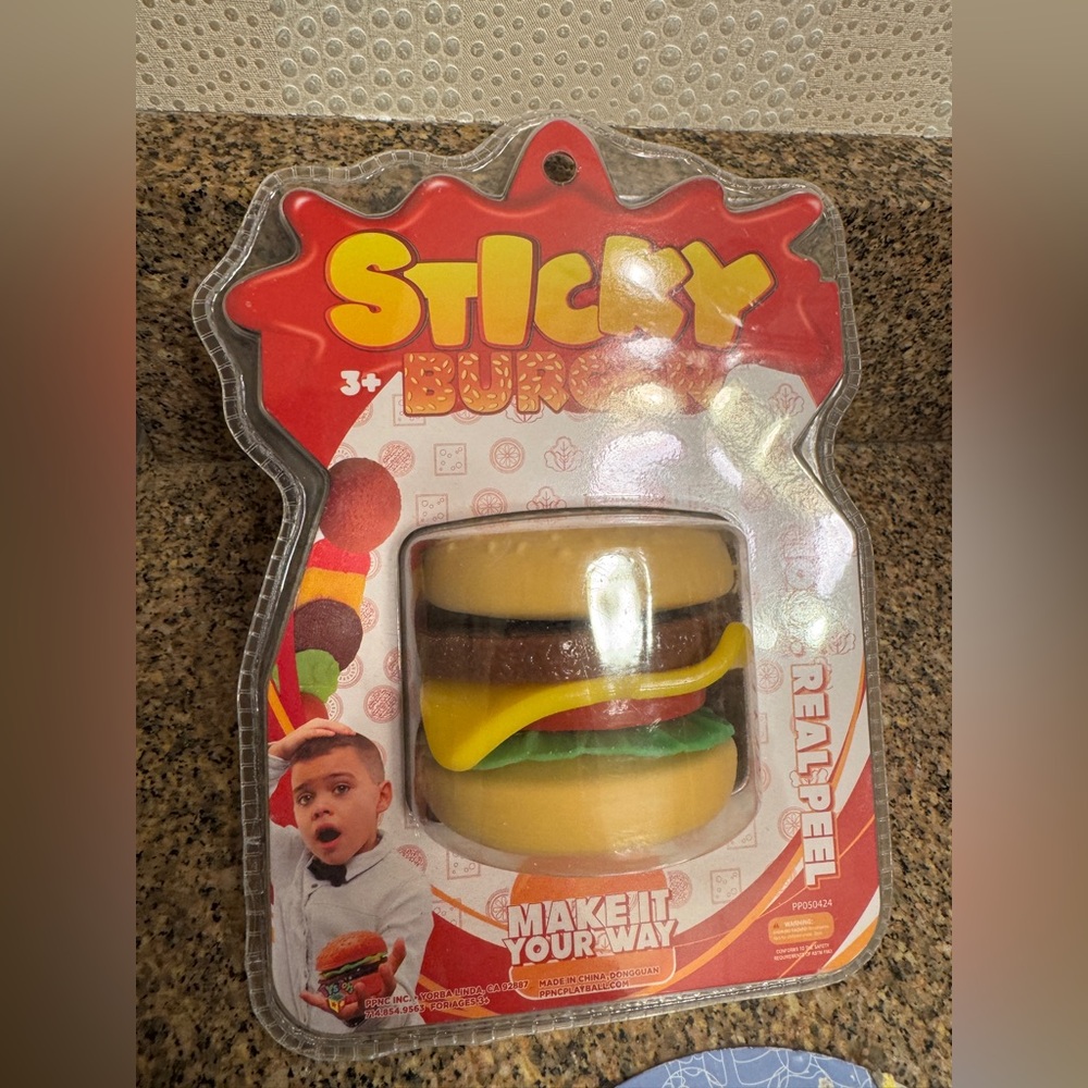 Sticky Burger Kids Toy - sensory fidget toy 100% real peel